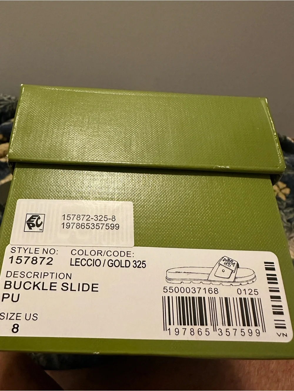 Women’s Tory Burch Buckle Slide Sandal size 8 green